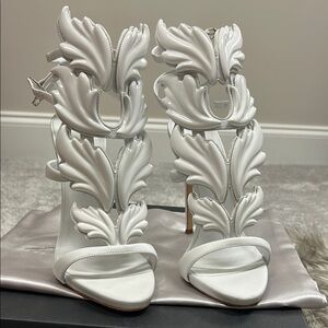Giuseppe Zanotti White Sculpted Heels with Dramatic Design